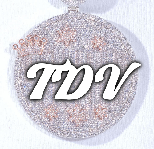 CUSTOM LETTER NECKLACE 3D BIG CROWN DISC