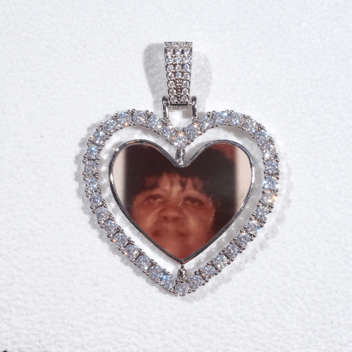 3D Spinning 2-Faced Heart Custom Picture Pendant