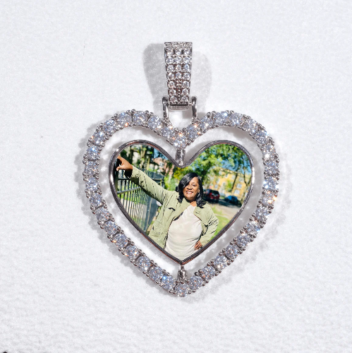 3D Spinning 2-Faced Heart Custom Picture Pendant