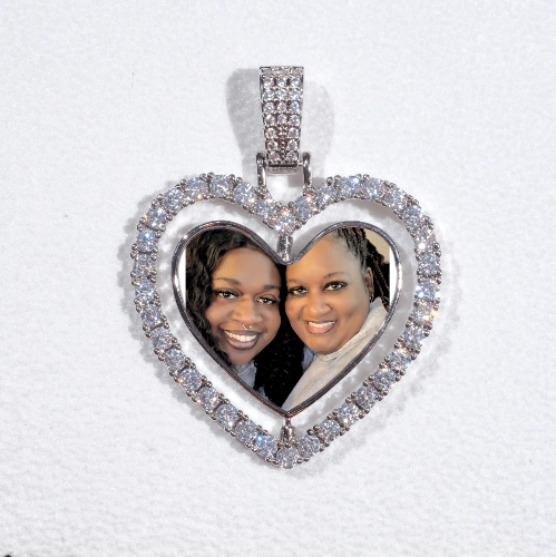 3D Spinning 2-Faced Heart Custom Picture Pendant