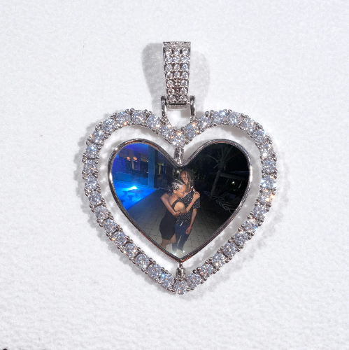 3D Spinning 2-Faced Heart Custom Picture Pendant