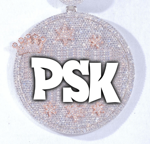 CUSTOM LETTER NECKLACE 3D BIG CROWN DISC