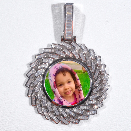 Large 3D Baguette Custom Picture Pendant