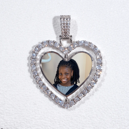3D Spinning 2-Faced Heart Custom Picture Pendant