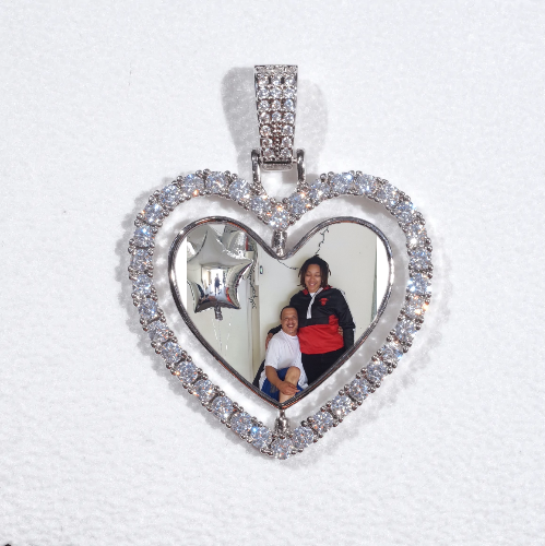 3D Spinning 2-Faced Heart Custom Picture Pendant