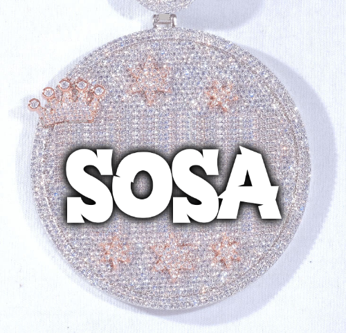 CUSTOM LETTER NECKLACE 3D BIG CROWN DISC