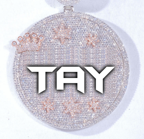 CUSTOM LETTER NECKLACE 3D BIG CROWN DISC