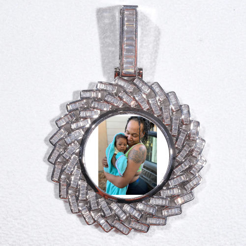 Large 3D Baguette Custom Picture Pendant