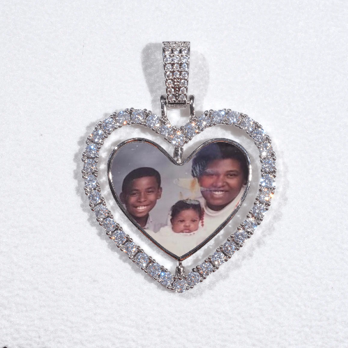 3D Spinning 2-Faced Heart Custom Picture Pendant