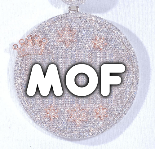 CUSTOM LETTER NECKLACE 3D BIG CROWN DISC