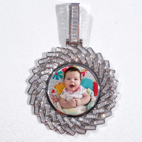 Large 3D Baguette Custom Picture Pendant
