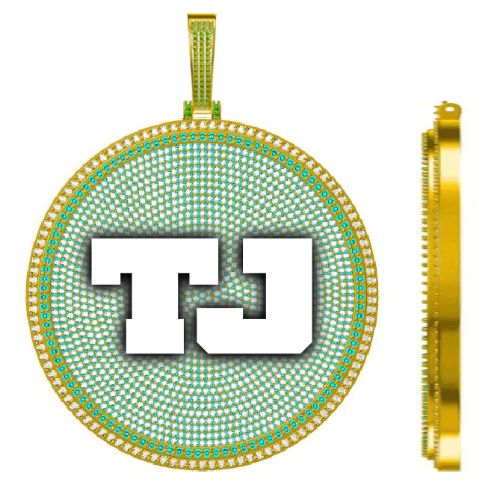 CUSTOM LETTER NECKLACE 3D BIG DISC