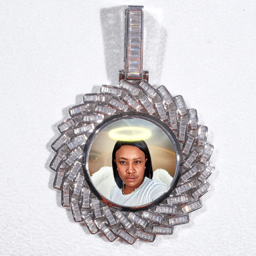 Large 3D Baguette Custom Picture Pendant