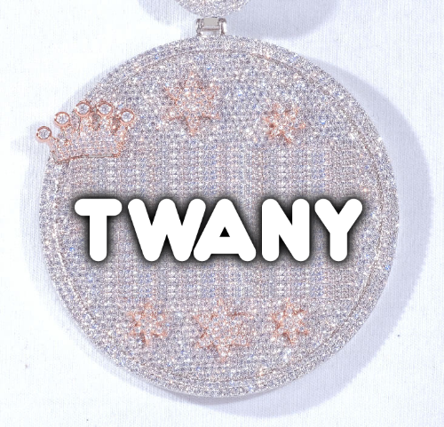 CUSTOM LETTER NECKLACE 3D BIG CROWN DISC