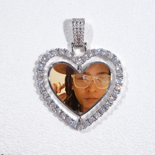 3D Spinning 2-Faced Heart Custom Picture Pendant