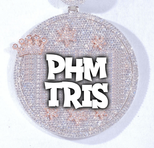 CUSTOM LETTER NECKLACE 3D BIG CROWN DISC