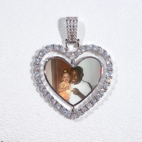 3D Spinning 2-Faced Heart Custom Picture Pendant