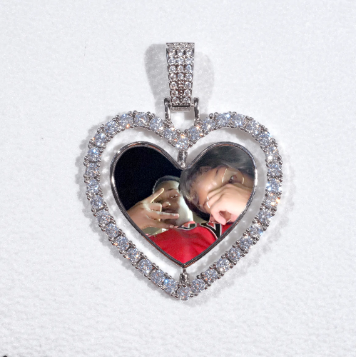 3D Spinning 2-Faced Heart Custom Picture Pendant