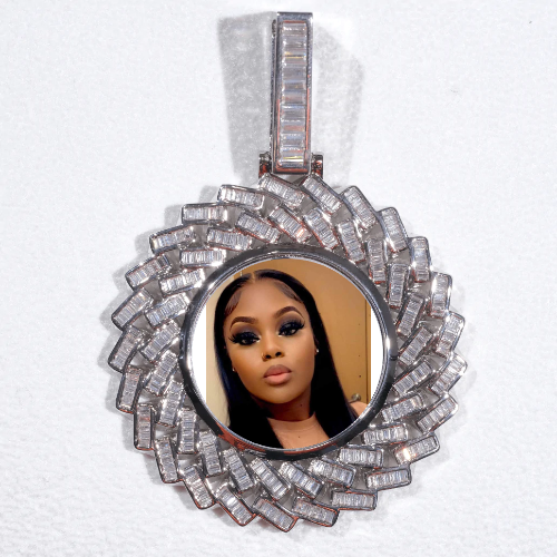 Large 3D Baguette Custom Picture Pendant