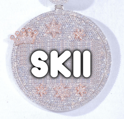 CUSTOM LETTER NECKLACE 3D BIG CROWN DISC