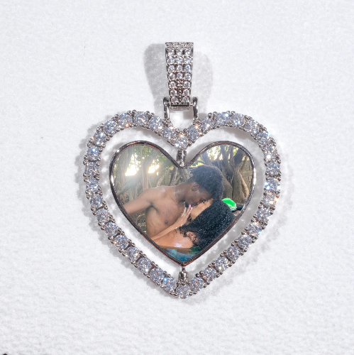 3D Spinning 2-Faced Heart Custom Picture Pendant