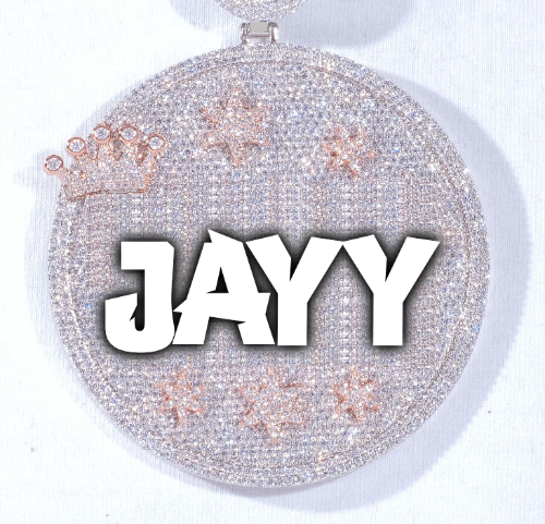 CUSTOM LETTER NECKLACE 3D BIG CROWN DISC