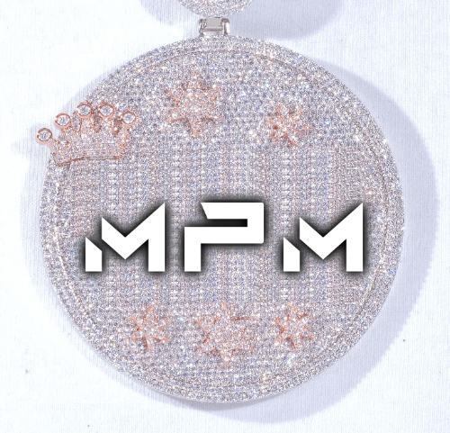 CUSTOM LETTER NECKLACE 3D BIG CROWN DISC