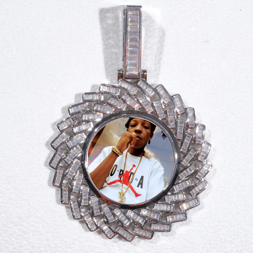 Large 3D Baguette Custom Picture Pendant