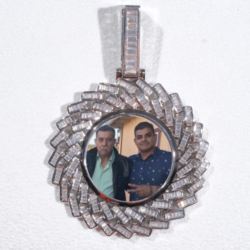 Large 3D Baguette Custom Picture Pendant