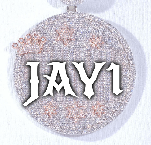 CUSTOM LETTER NECKLACE 3D BIG CROWN DISC
