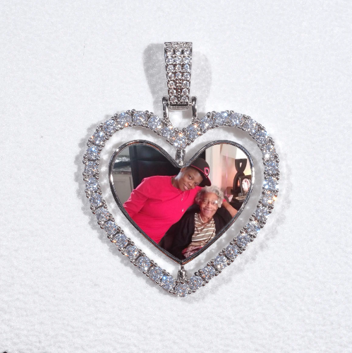 3D Spinning 2-Faced Heart Custom Picture Pendant