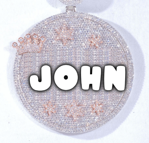 CUSTOM LETTER NECKLACE 3D BIG CROWN DISC