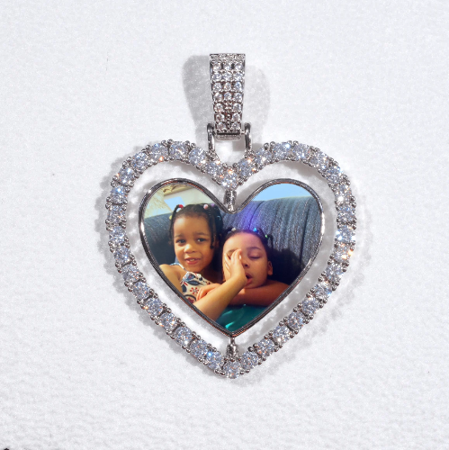 3D Spinning 2-Faced Heart Custom Picture Pendant
