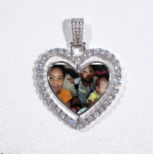 3D Spinning 2-Faced Heart Custom Picture Pendant