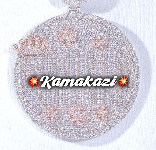 CUSTOM LETTER NECKLACE 3D BIG CROWN DISC