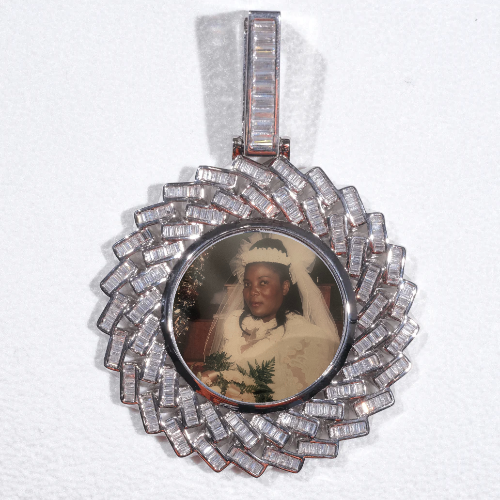 Large 3D Baguette Custom Picture Pendant