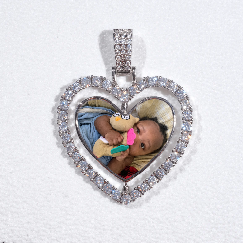 3D Spinning 2-Faced Heart Custom Picture Pendant