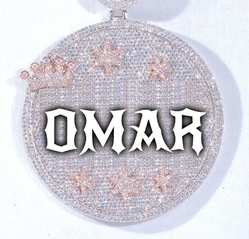 CUSTOM LETTER NECKLACE 3D BIG CROWN DISC
