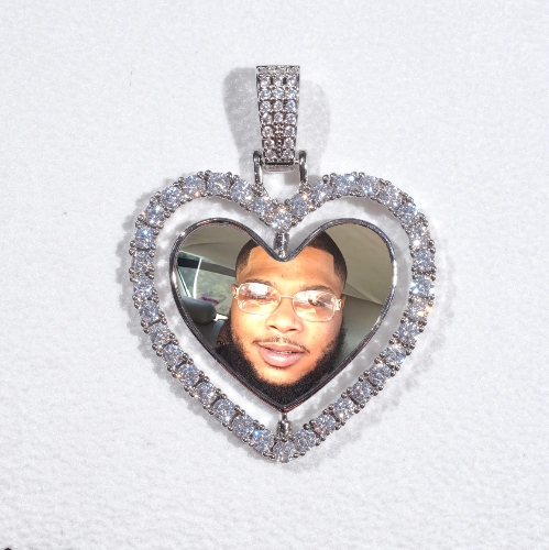 3D Spinning 2-Faced Heart Custom Picture Pendant