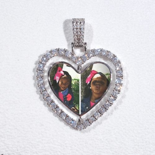 3D Spinning 2-Faced Heart Custom Picture Pendant