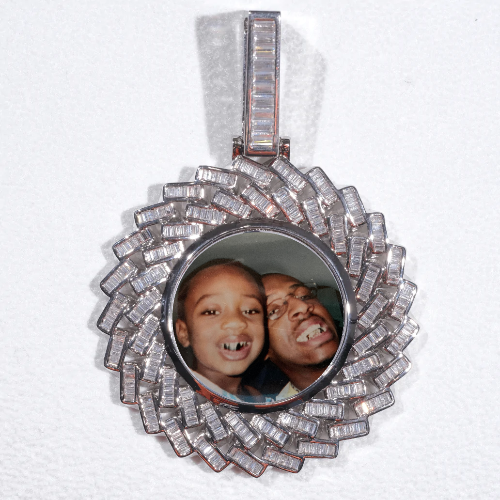 Large 3D Baguette Custom Picture Pendant