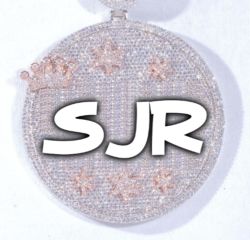CUSTOM LETTER NECKLACE 3D BIG CROWN DISC