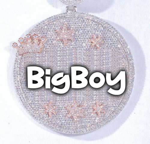 CUSTOM LETTER NECKLACE 3D BIG CROWN DISC