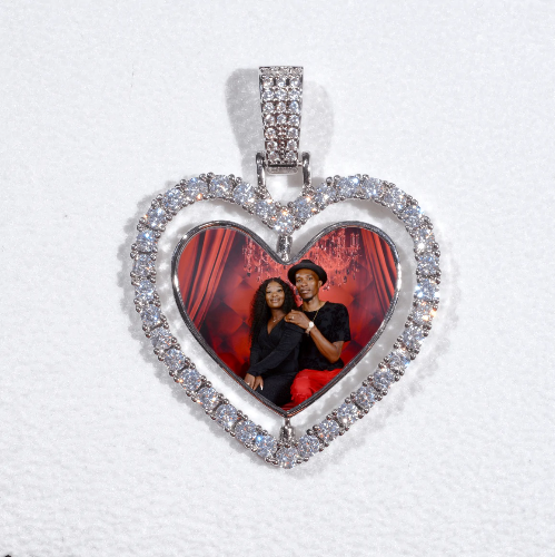 3D Spinning 2-Faced Heart Custom Picture Pendant