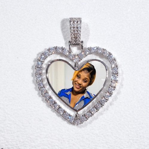 3D Spinning 2-Faced Heart Custom Picture Pendant