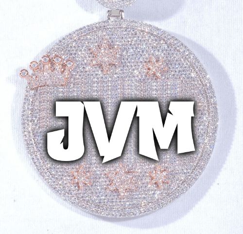 CUSTOM LETTER NECKLACE 3D BIG CROWN DISC