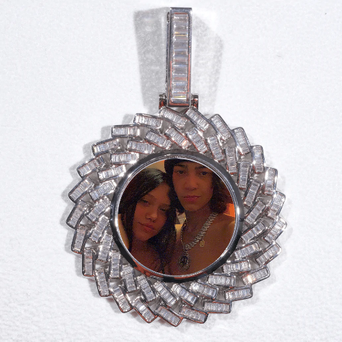 Large 3D Baguette Custom Picture Pendant