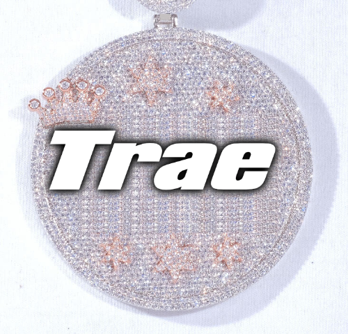 CUSTOM LETTER NECKLACE 3D BIG CROWN DISC
