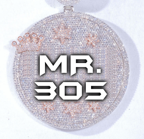 CUSTOM LETTER NECKLACE 3D BIG CROWN DISC