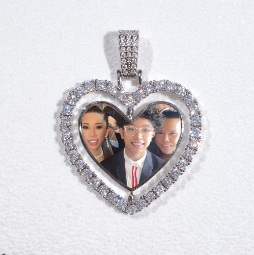 3D Spinning 2-Faced Heart Custom Picture Pendant